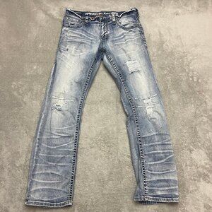 American Fighter Men’s Jeans Heritage Slim Size 32 (32x30) Distressed Denim